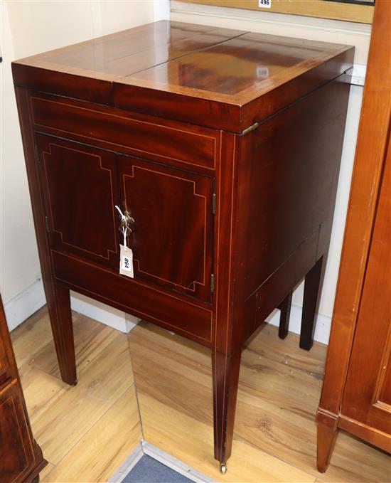 A George III inlaid mahogany washstand W.53cm